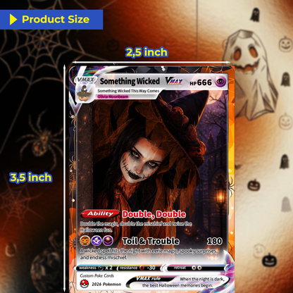 Custom Halloween Witch Pokémon Card with Anime Picture, Personalized Pokémon Cards, Spooky Halloween Gift for Her - CPC-hlw-15