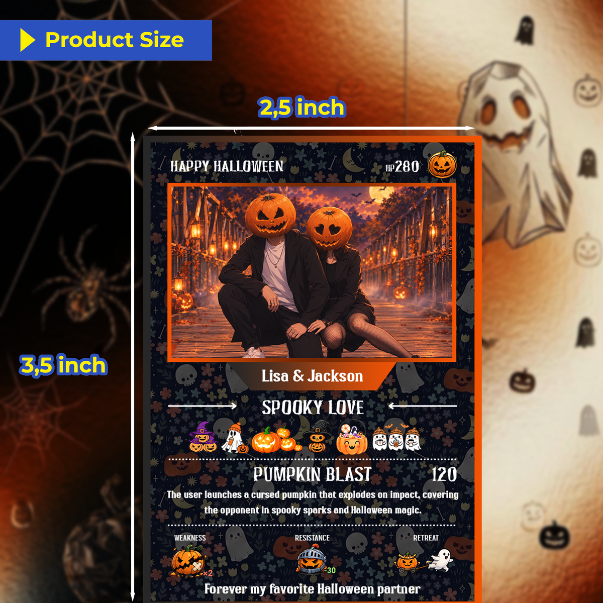 Halloween Custom Pokémon Cards with Anime Picture, Personalized Pokemon Cards, Gifts for Him and Her - CPC-hlw-01