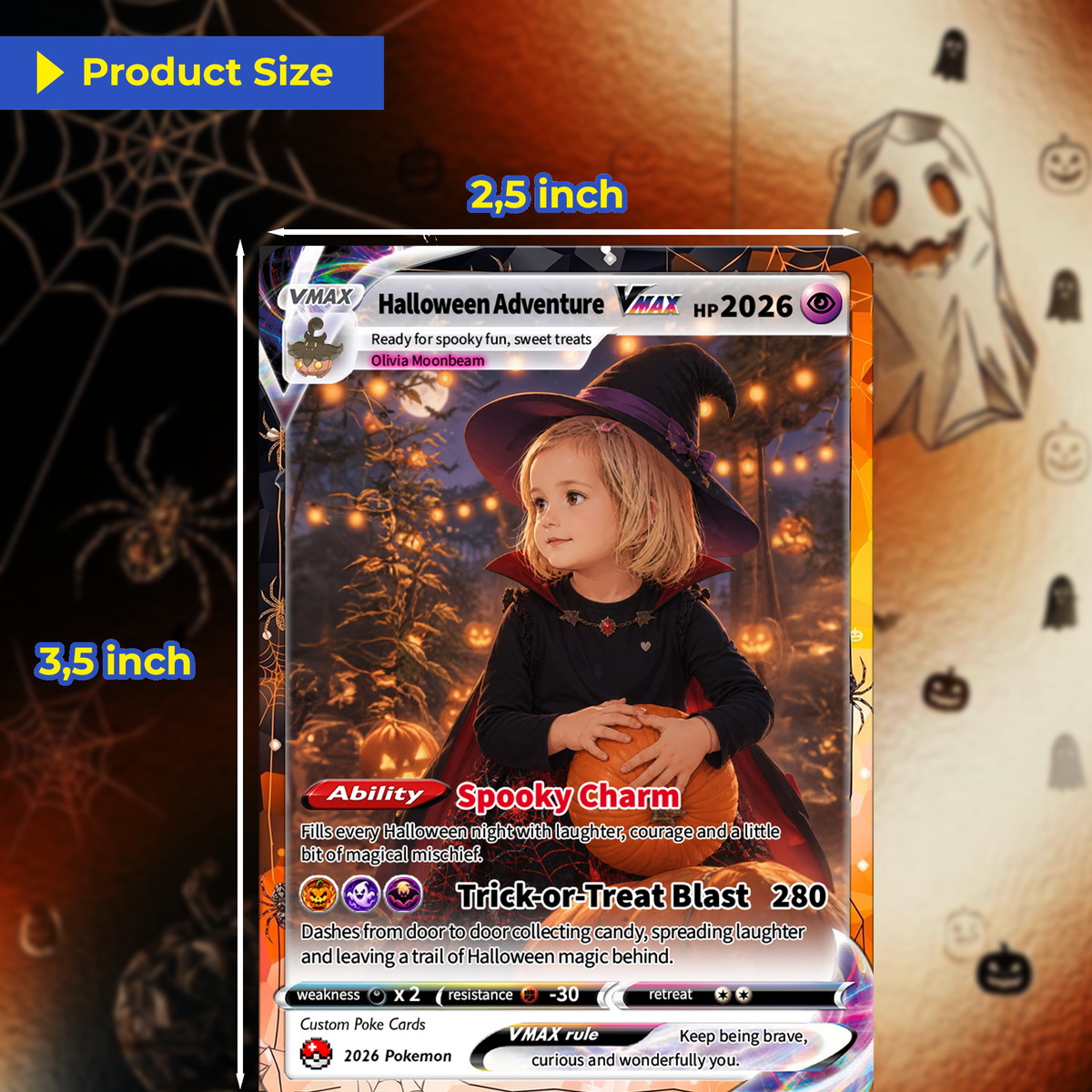 Custom Pokémon Card for Kids, Halloween Anime Transformation Photo Poke Card, Personalized Halloween Gift for Children, Custom Pokémon Gift - CPC-hlw-12