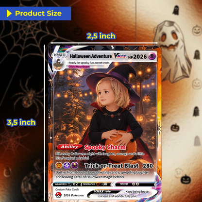 Custom Pokémon Card for Kids, Halloween Anime Transformation Photo Poke Card, Personalized Halloween Gift for Children, Custom Pokémon Gift - CPC-hlw-12