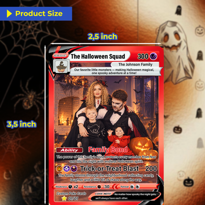 Family Halloween Custom Pokémon Cards with Anime Picture, Personalized Pokemon Cards, Animated Gifts for Family Memebers - CPC-hlw-02