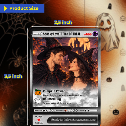 Halloween Custom Pokémon Cards with Animated Photo, Personalized Pokemon Cards, Customizable Gifts for Lovers, Husband and Wife - CPC-hlw-05