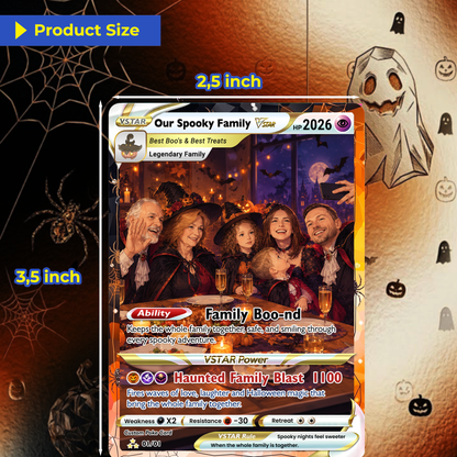 Family Halloween Custom Pokémon Cards with Anime Picture, Personalized Pokemon Cards, Animated Gifts for Family Members - CPC-hlw-09