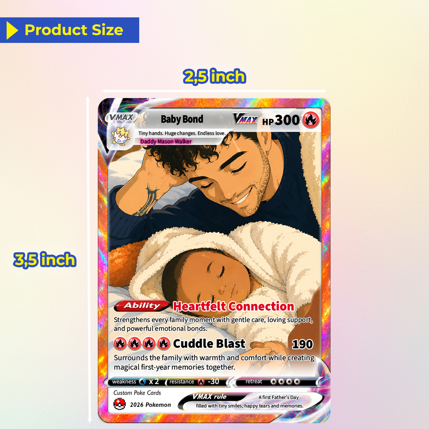 First Father’s Day Custom Pokémon Card - Comic Anime Style Personalized Pokémon Card for New Dads - Perfect Gift for First-Time Dads- CPC-127