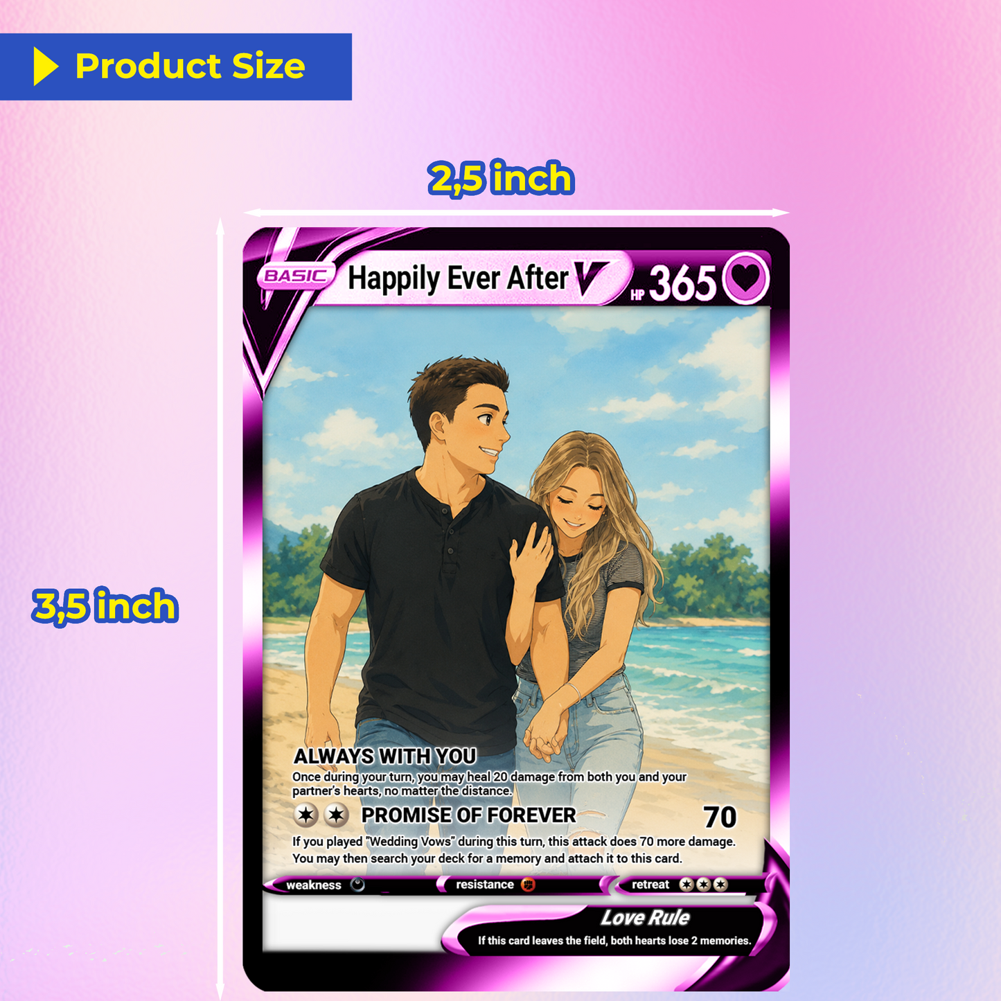 Custom Pokemon Card for Couple - Personalized Anime-Inspired Pokemon Card - Holographic Effect Available - CPC-46