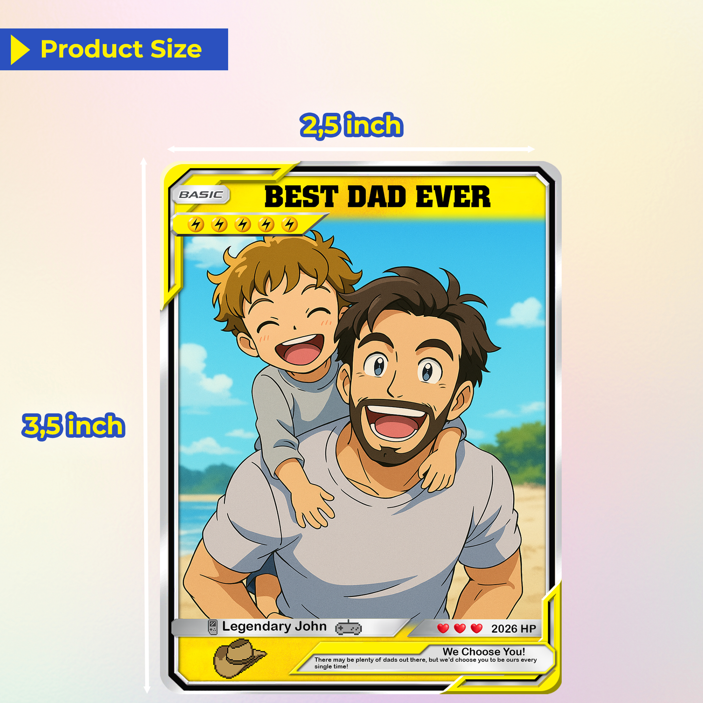 Custom Pokemon Card  - Anime-Inspired Personalized Pokemon Card for Dad | Daddy & Me Customized Poke Gift - Customizable Trading Cards - CPC-16