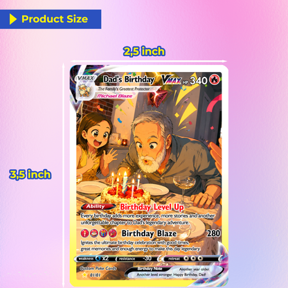 Happy Birthday Custom Pokémon Card for Dad - Personalized Pokémon Card by Animated Photo - Customizable Pokémon Gift from Kids, Wife for Dad & Husband - CPC-DOB-05