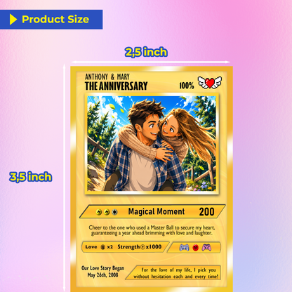 Custom Pokemon Card with Photo Transformation to Anime, Personalized Pokemon Card for Couples, Holographic Effect Available - CPC-70.A