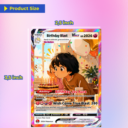 Happy Birthday Custom Pokémon Card - Personalized Pokémon Card by Animated Photo - Customizable Pokémon Gift from Parents, Grandparents for Kids - CPC-DOB-02