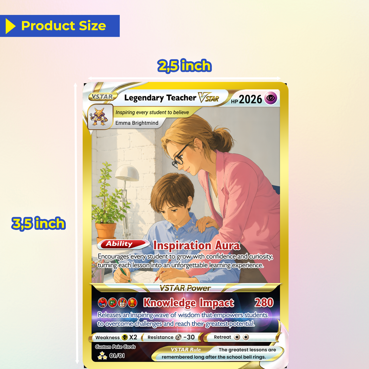 Legendary Teacher Custom Pokemon Cards, Teacher Appreciation Gift Card, Change Your Photo to Anime Styles, Thank You Teacher Gift, Personalized Pokemon Cards - CPC-BTS-07