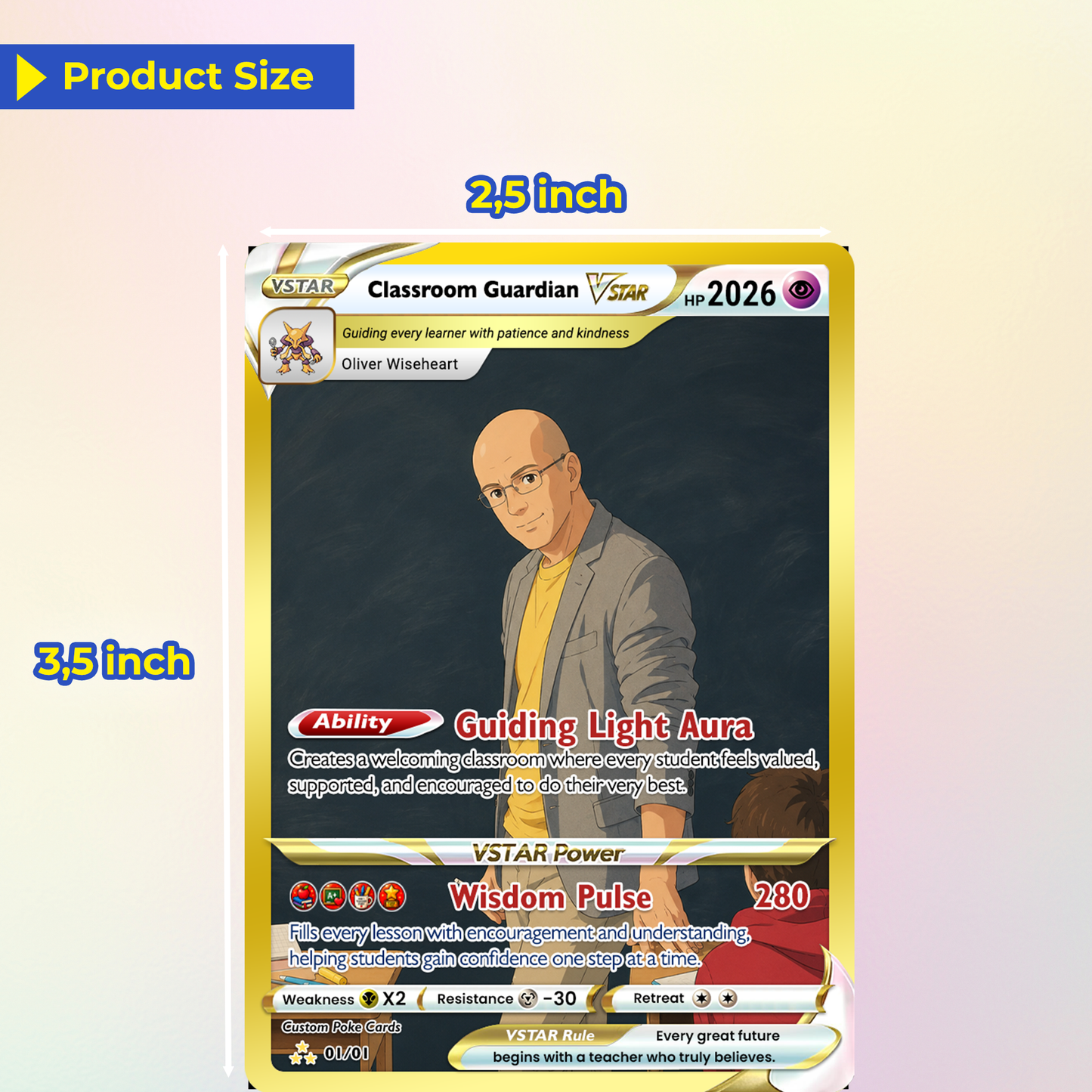 Classroom Guardian Custom Pokémon Cards, Teacher Appreciation Gift Card, Personalized Pokémon Cards, Change Your Photo to Anime Styles, Thank You Teacher Gift - CPC-BTS-09