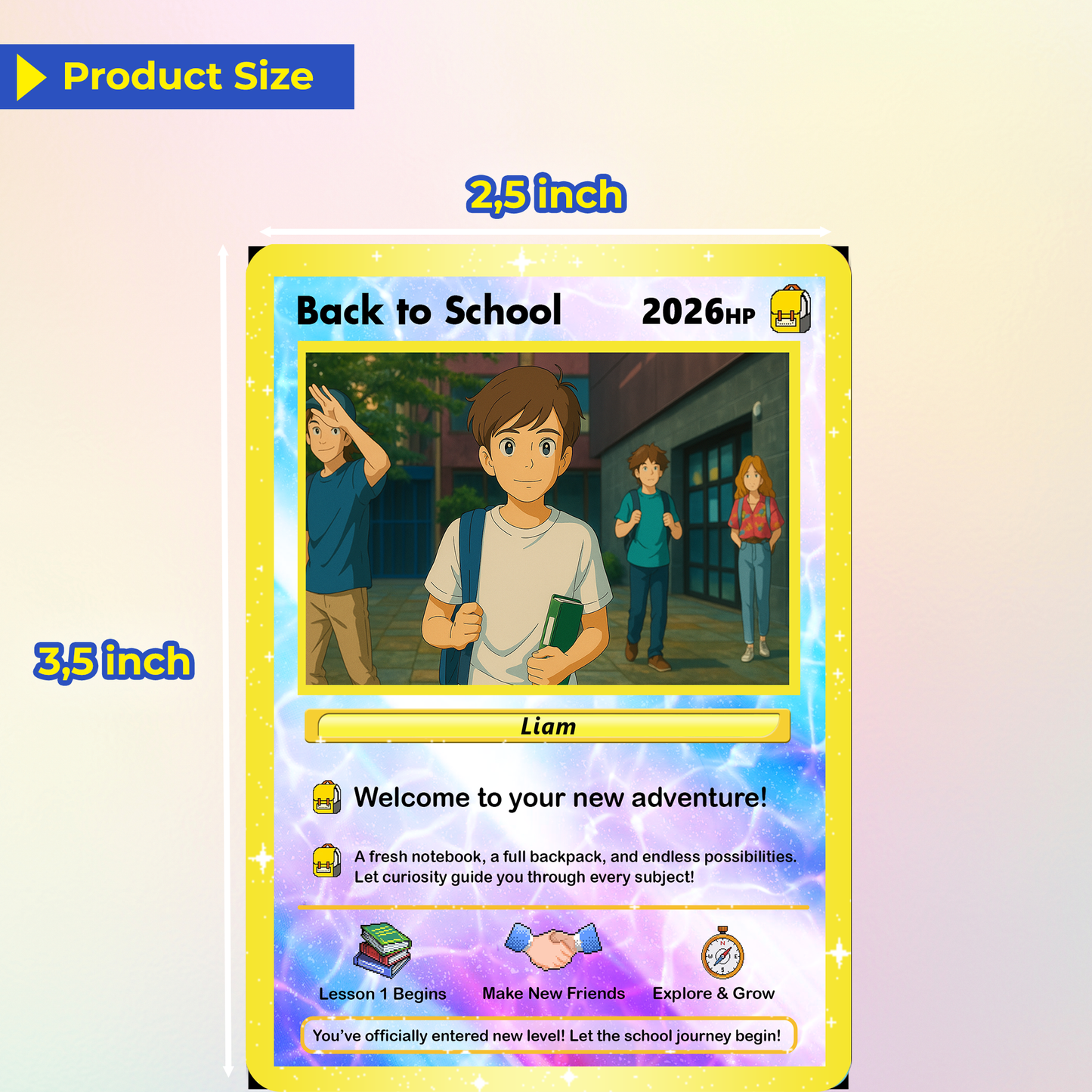 Back to School Custom Pokemon Card with Anime Style Transformation, Personalized Pokemon Card for First Day of School, Gift for Students, Son, Daughter - CPC-71