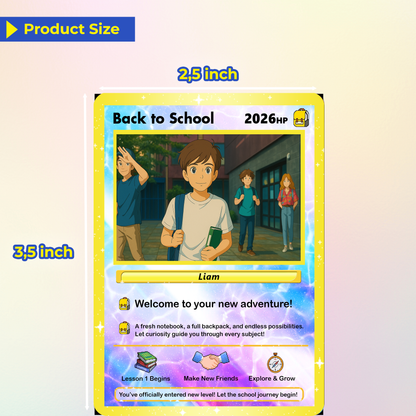 Back to School Custom Pokemon Card with Anime Style Transformation, Personalized Pokemon Card for First Day of School, Gift for Students, Son, Daughter - CPC-71