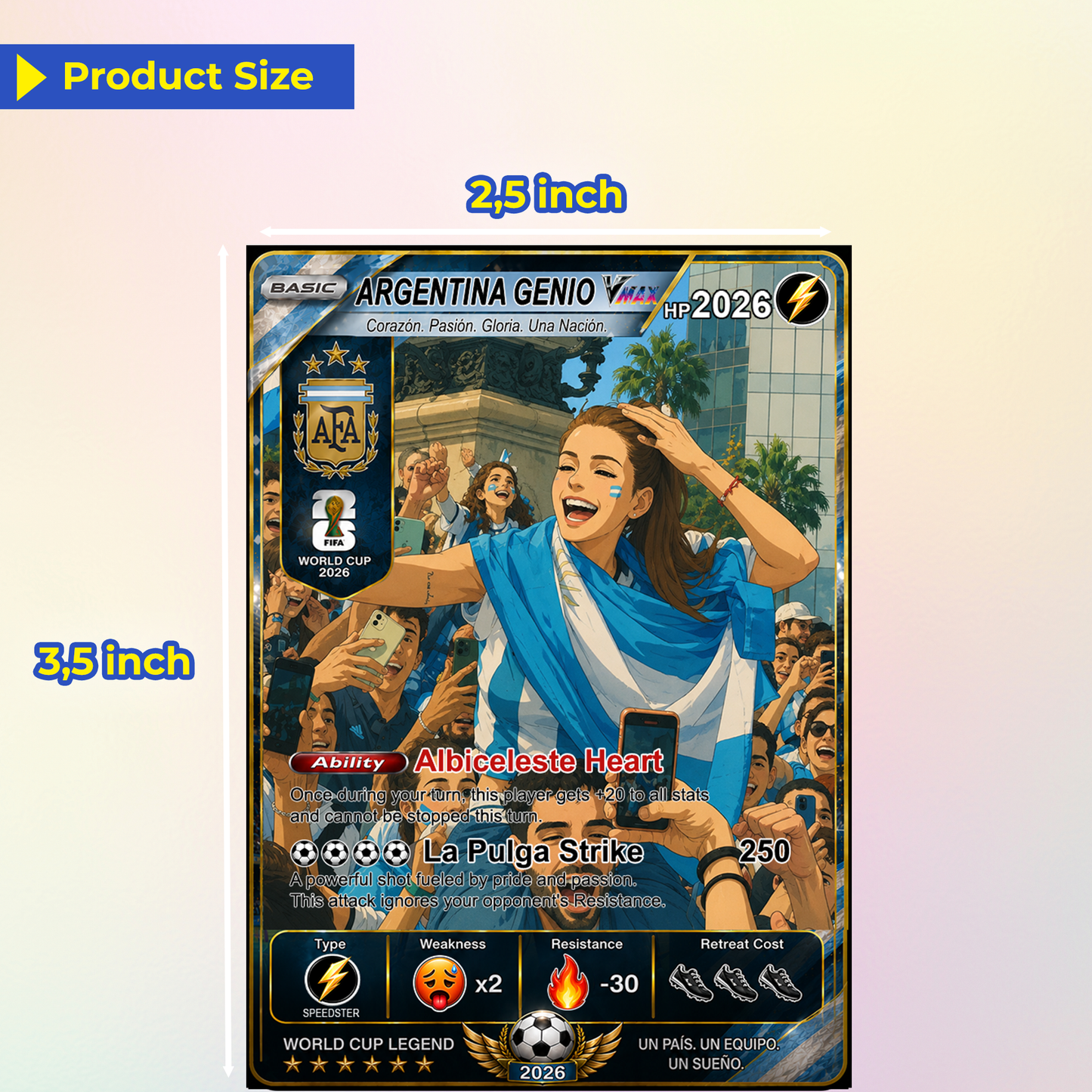 Custom World Cup 2026 Soccer Card, Personalized Football Trading Card, Pokémon-Style Fan Card with Photo, Unique Gift for Soccer Fans - CPC-WC-ARG