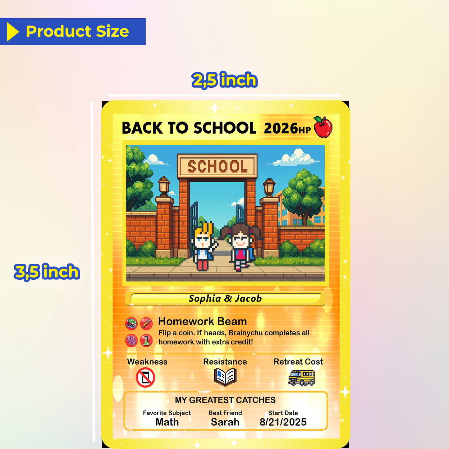 Back to School Custom Pokémon Card with Art Characters, Personalized Pokémon Card by Characters, Unique Gift for Pokémon Fans from Parents - CPC-69