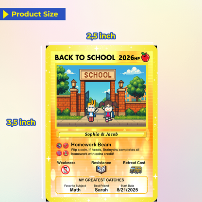 Back to School Custom Pokémon Card with Art Characters, Personalized Pokémon Card by Characters, Unique Gift for Pokémon Fans from Parents - CPC-69