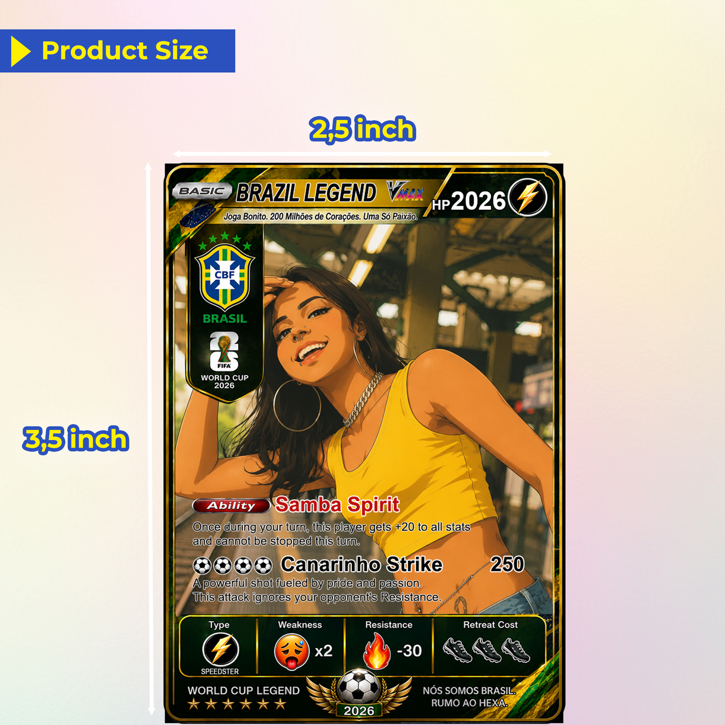 Personalized World Cup 2026 Soccer Card, Custom Football Trading Card, Pokémon-Style Fan Card with Photo, Unique Gift for Soccer Fans - CPC-WC-BRA