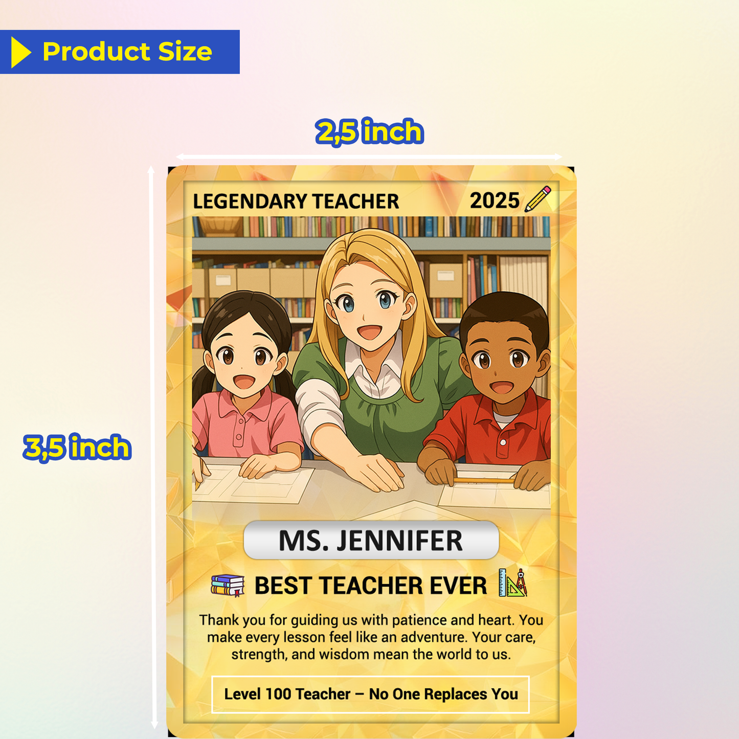 Legendary Teacher Gift Card, Custom Pokemon Cards Teacher Appreciation, Change Your Photo to Ghibli Style, Thank You Teacher Gift, Personalized Pokemon Cards - CPC-67