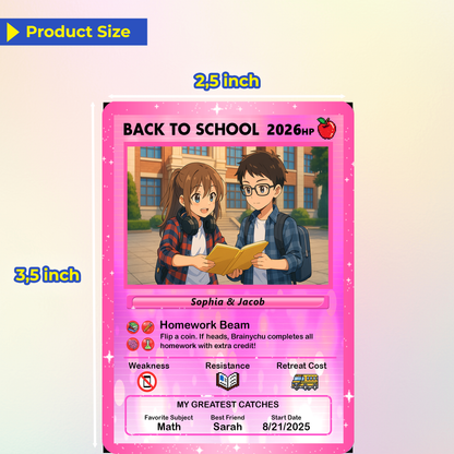 Anime Style Back to School Custom Pokemon Cards, Personalized Pokemon Card for First Day of School, Gift for Students, Son, Daughter - CPC-68