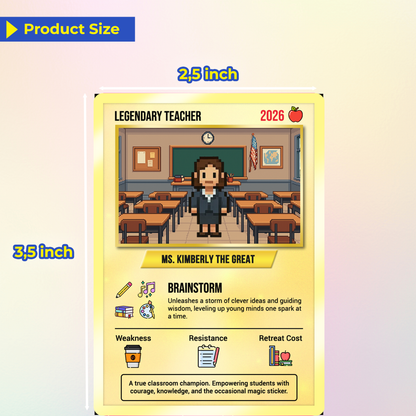 Teacher Appreciation Custom Pokémon Cards with Art Characters, Thank You Teacher Gift from Parents & Students, Personalized Pokémon Cards by Art Characters - CPC-66.B