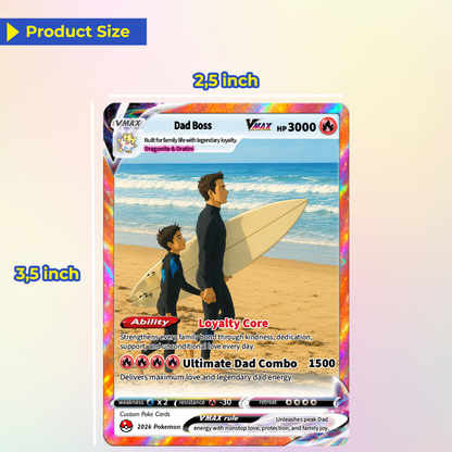 Perfect Gift from Wife & Kids - Happy Father's Day Custom Pokémon Card - Comic Anime Style Personalized Pokémon Card for Dad - Perfect Gift from Wife & Kids - CPC-125