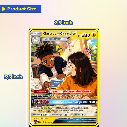 Classroom Champion Back to School Personalized Pokémon Card - Custom Pokémon Card with Anime Picture for Kids, Students - First Day of School Gift from Parents - CPC-BTS-03