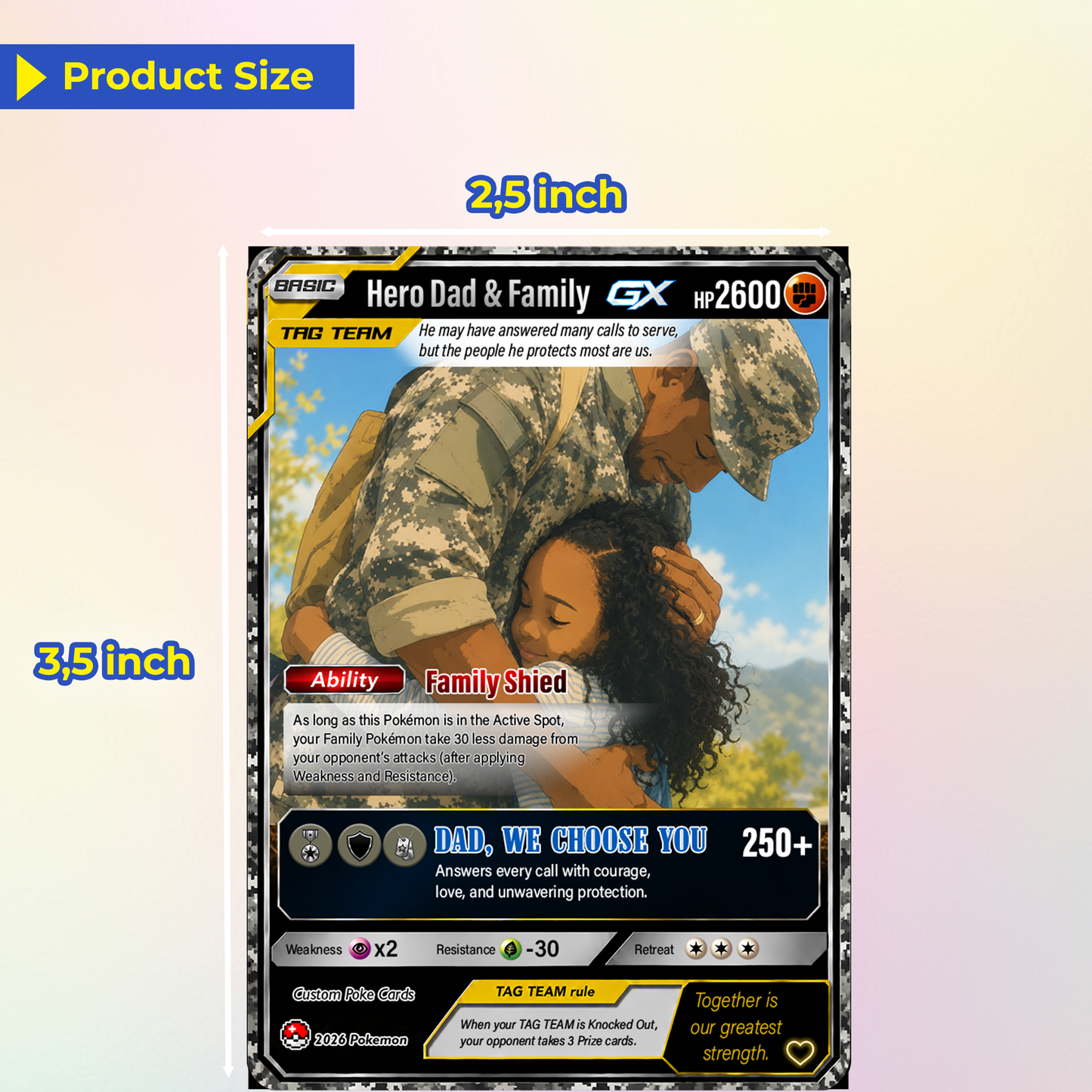 Happy Father's Day Custom Pokémon Card for Military Dad - Father’s Day Personalized Pokémon Card for The Army Dad - Trending Anime Customizable Gift from Wife, Son & Daughter - CPC-144