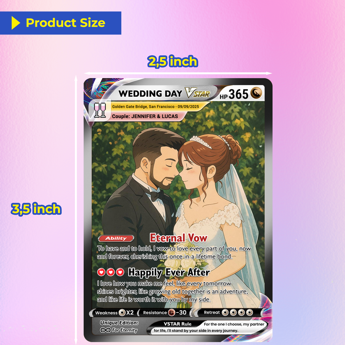 Personalized Pokemon Card with for Couples with Ghibli Style - Custom Couple Pokemon Card for Him Her - Deep Custom Names, Date, Location, Sprites & Custom Card Stats - CPC-34