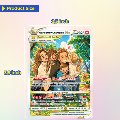 Happy Father's Day Custom Pokémon Card - Trendy Comic Anime Style Personalized Pokémon Card for Dad - Perfect Gift from Wife & Kids - CPC-117.A