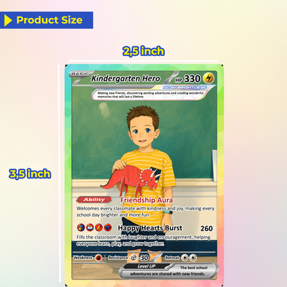 First Day of School Personalized Pokémon Card - Custom Anime Pokémon Card for Kids - Kindergarten Graduation Gift, First Grade Gift from Parents - CPC-BTS-10