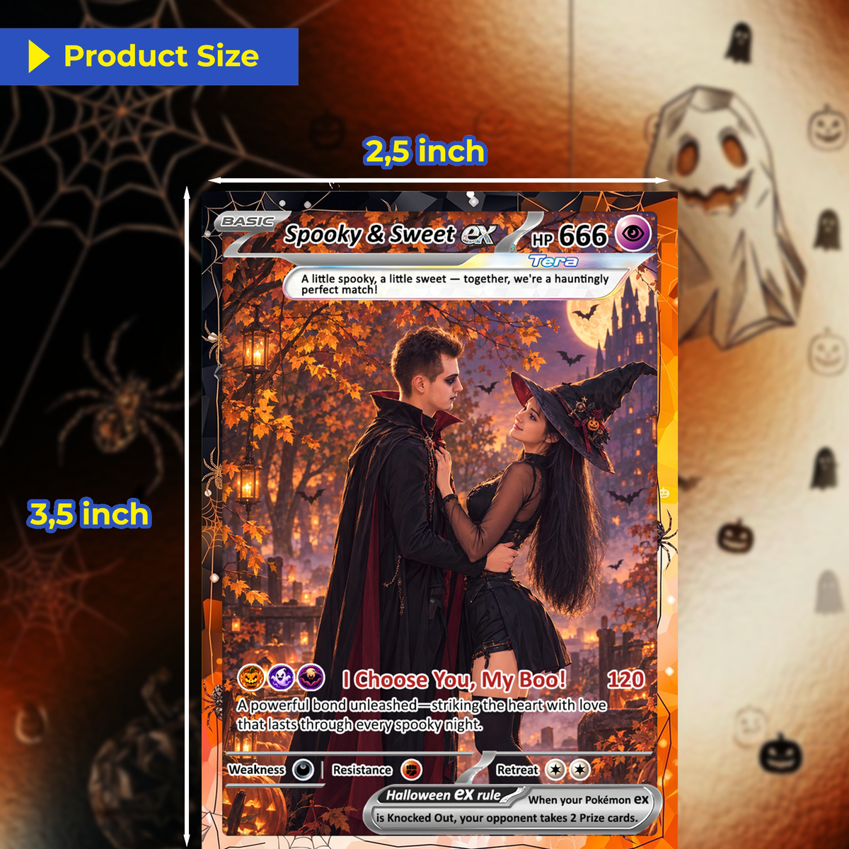 Happy Halloween Custom Pokémon Cards with Animated Photo, Personalized Pokemon Cards, Gifts for Him and Her - CPC-hlw-03