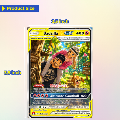 Unique Gift For a Funny Dad - Happy Father's Day Custom Pokémon Card - Comic Anime Style Personalized Pokémon Card for Funny Dad - Perfect Gift from Wife & Kids - CPC-123