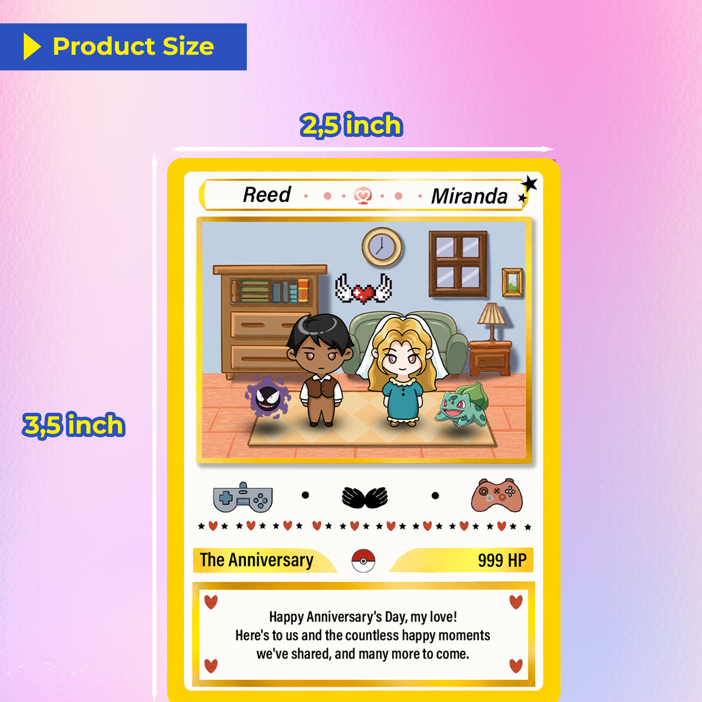Hand-Drawn Characters Custom Pokemon Card, Personalized Pokemon Card for Couples, Perfect Gift for Him & Her - CPC-153.A