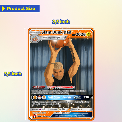 Happy Father's Day Custom Pokémon Card for Basketball Dad - Father’s Day Personalized Pokémon Card for Sport Dad - Comic Anime Customizable Gift from Supporter, Wife, Son & Daughter - CPC-136