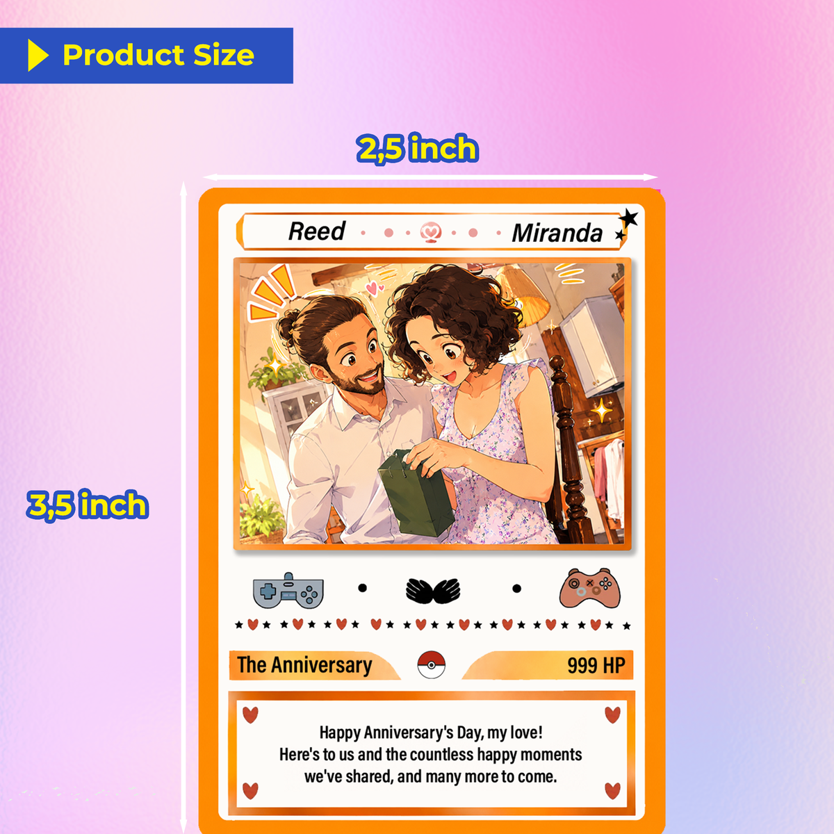 Custom Pokémon Cards with Anime Picture, Personalized Poke Cards Animated Style Gifts for Him and Her - CPC-153.B
