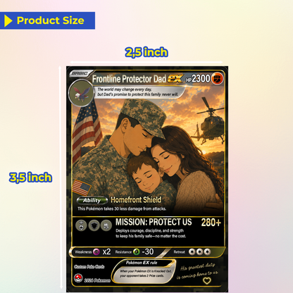 Special Edition for Military Dad Custom Pokémon Card - Father’s Day Personalized Pokémon Card for The Army Dad - Comic Anime Customizable Gift from Wife, Son & Daughter - CPC-143