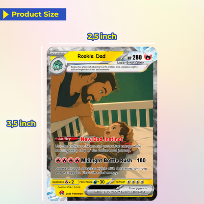 First-Time Dads Custom Pokémon Card - Comic Anime Style Personalized Pokémon Card for First Father’s Day - Perfect Gift for New Dads - CPC-126