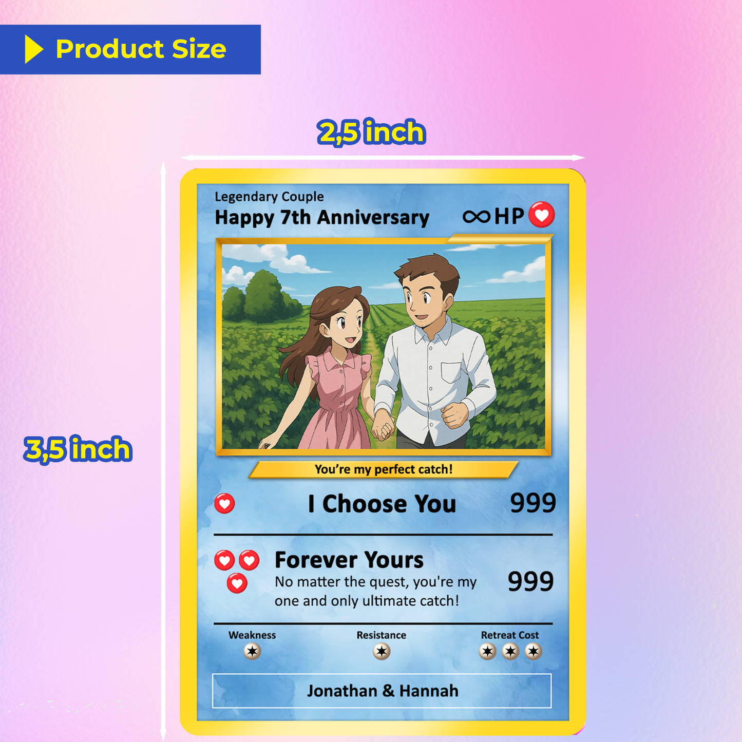 Personalized Pokemon Card for Couples with Anime Style - Custom Couple Pokemon Card for Him Her - Custom Names Anniversary - CPC-36