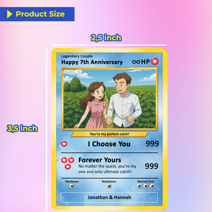 Personalized Pokemon Card for Couples with Anime Style - Custom Couple Pokemon Card for Him Her - Custom Names Anniversary - CPC-36