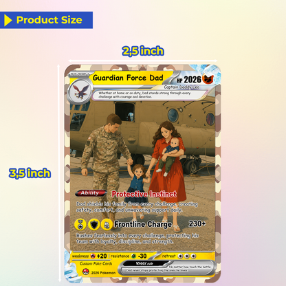 Military Dad Custom Pokémon Card for Father's Day - Father’s Day Personalized Pokémon Card for The Army Dad - Comic Anime Customizable Gift from Wife, Son & Daughter - CPC-141