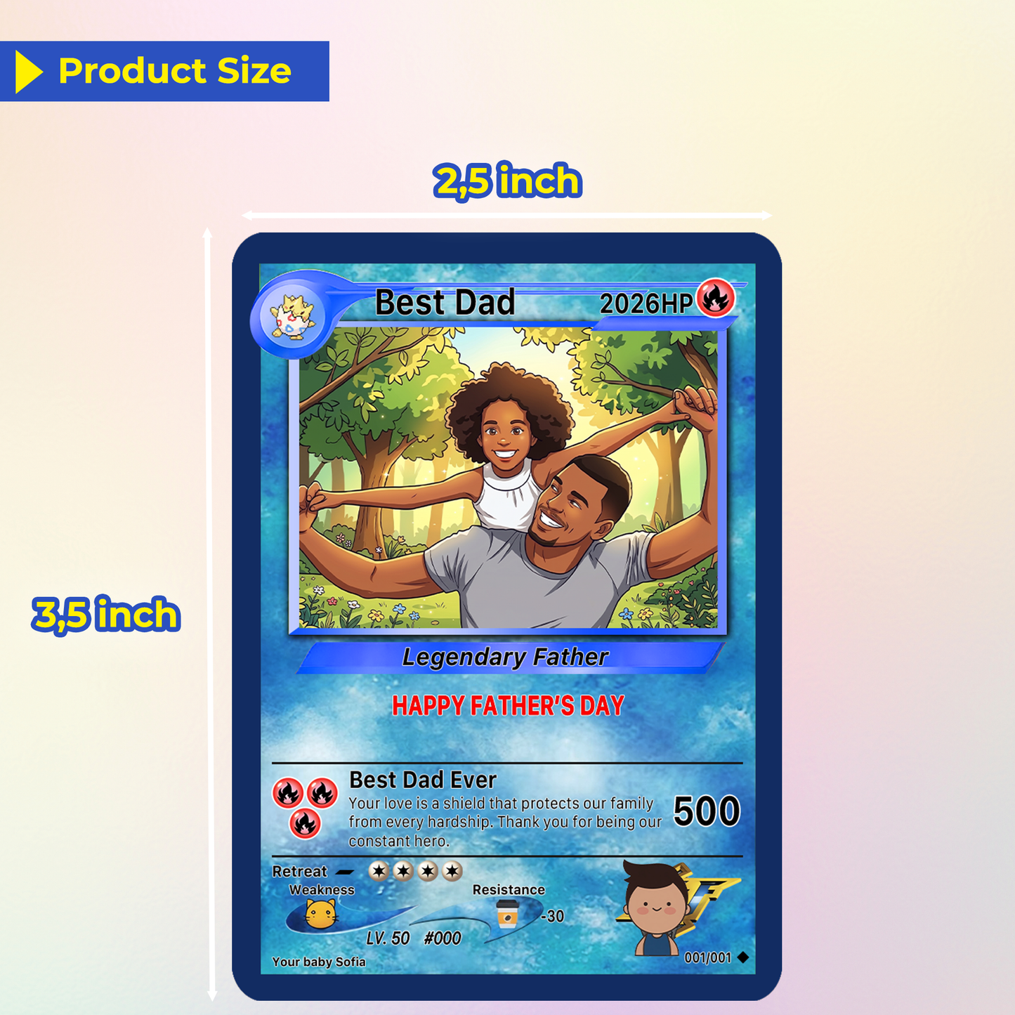 Happy Father's Day Custom Pokémon Card - Anime Styles Personalized Pokémon Card for Dad - Perfect Classic Pokémon Card from Wife & Kids - CPC-110