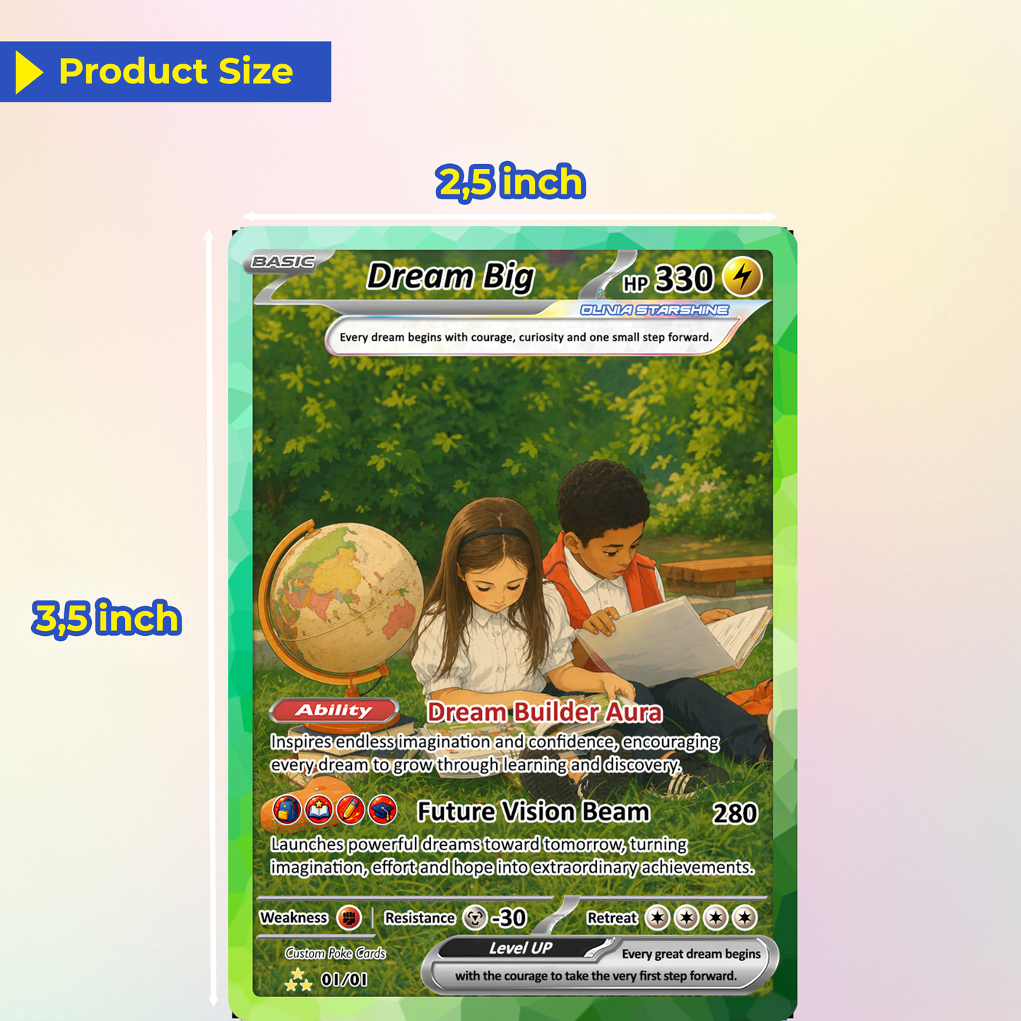 Back to School Custom Pokémon Card - Dream Big Personalized Pokémon Card with Anime Picture for Kids, Students - First Day of School Gift from Parents - CPC-BTS-20
