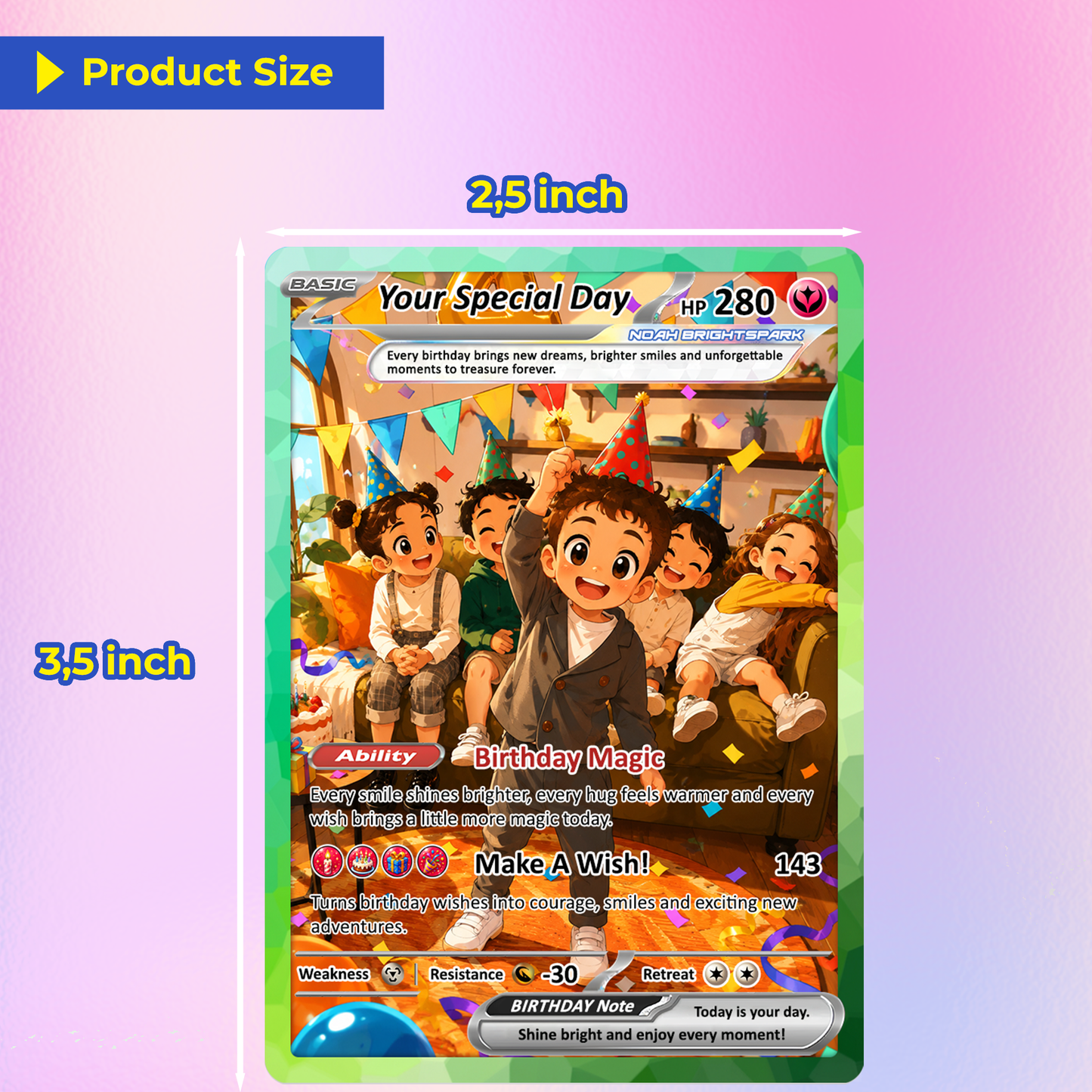 Personalized Pokémon Card for Date of Birth - Happy Birthday Custom Pokémon Card - Customizable Pokémon Gift from Parents, Grandparents for Kids - CPC-DOB-03