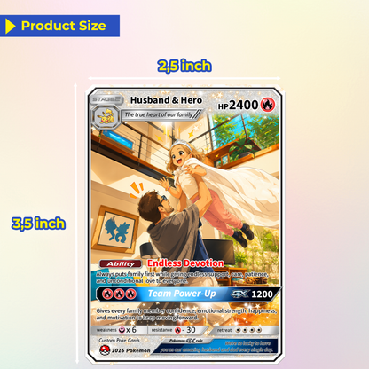 2026 Father's Day Custom Pokémon Card - Comic Anime Style Personalized Pokémon Card for Dad - Perfect Gift from Wife & Kids - CPC-118