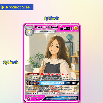 Back to School Custom Pokémon Card with Anime Picture for Kids, Students, Uniqye Gift for Pokémon Fans - Personalized First Day of School Gift from Parents - CPC-BTS-22