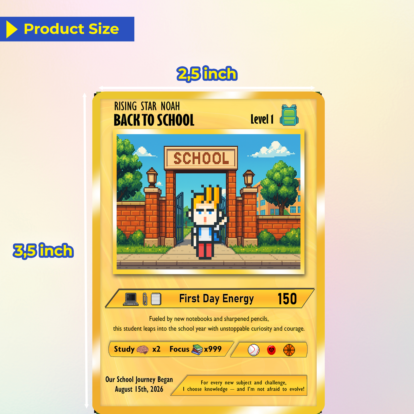 Back to School Custom Pokémon Card with Art Characters, Personalized Pokémon Card by Characters, Unique Gift for Pokémon Fans from Parents - CPC-146.B