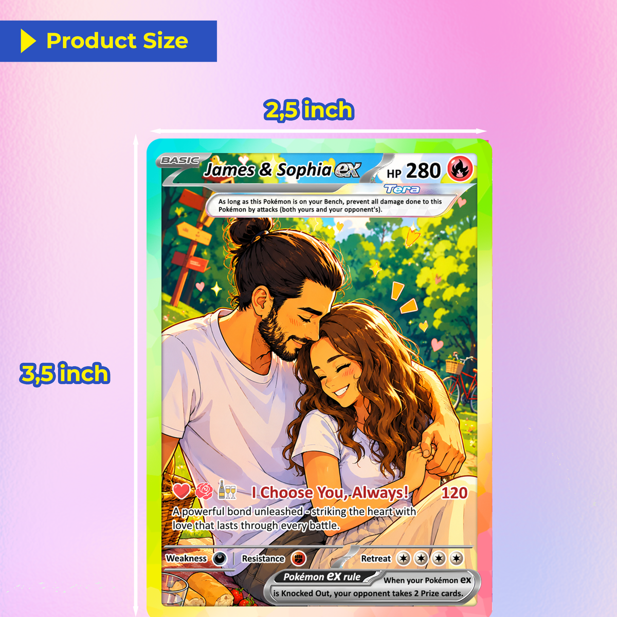Custom Pokémon Cards with Anime Picture, Personalized Poke Cards Animated Style Gifts for Him and Her - CPC-04.B