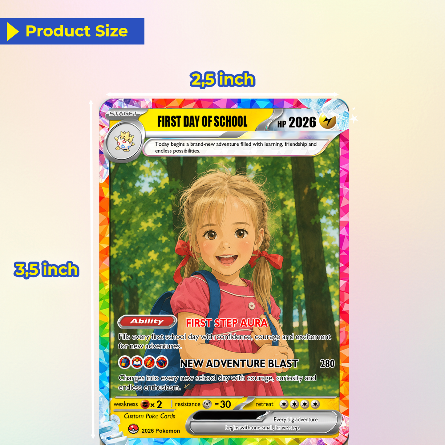 First Grade Custom Pokémon Card, First Day of School Personalized Pokémon Card, Customizable Animated Gift from Parents for Kids - Kindergarten Graduation Gift - CPC-BTS-23