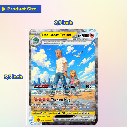 Happy Father's Day Custom Pokémon Card - Comic Anime Style Personalized Pokémon Card for Dad - Perfect Gift for Dad - CPC-116