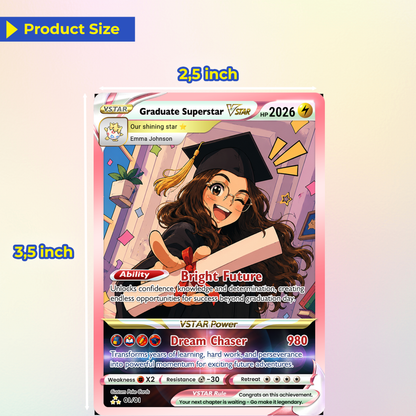 Graduate Superstar Personalized Pokémon Card - Custom Student Achievement Pokémon Card with Anime Picture for Kids, Students - Graduation Gift from Parents - CPC-BTS-05